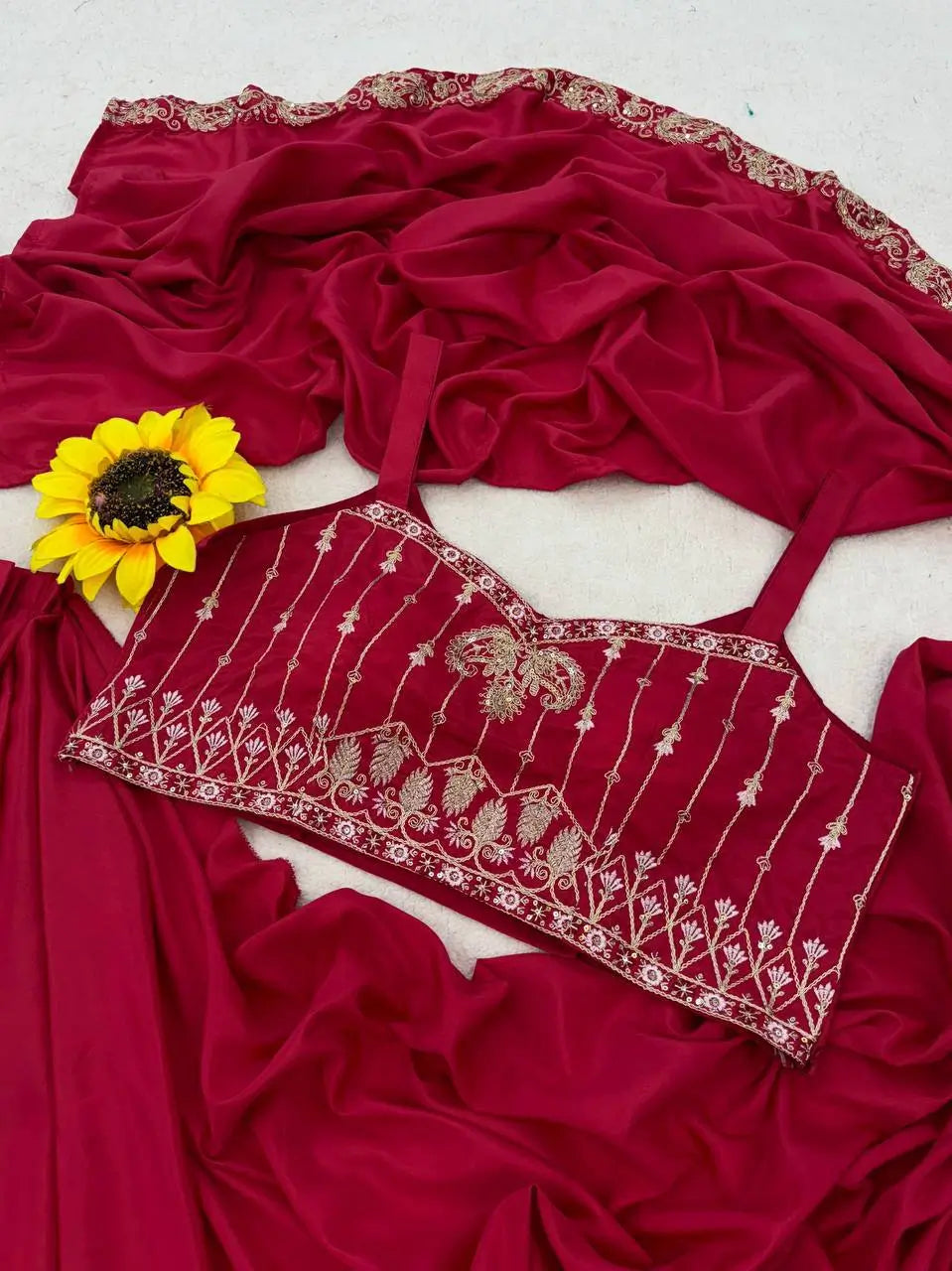 ready to wear saree with Koti in Crepe Silk fabric