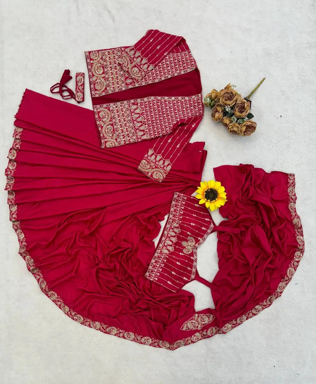 ready to wear saree with Koti in Crepe Silk fabric