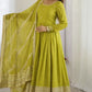 Sequin Border Designer Flared Anarkali Suit in silk fabric