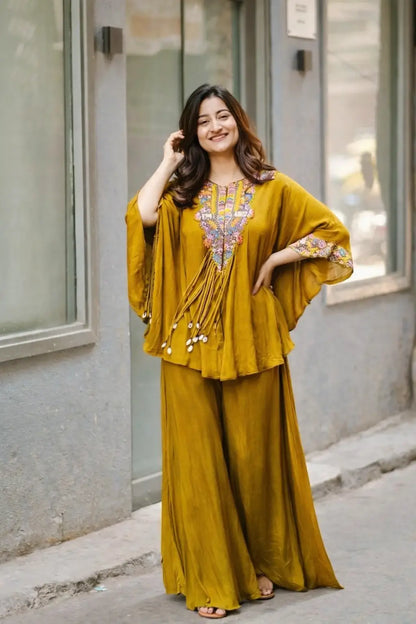 Chinon Embroidered Cape Style Palazzo Set for Festive and Party Wear