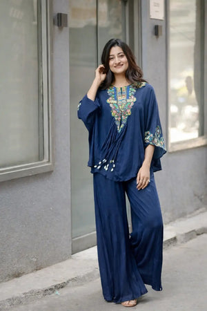 Chinon Embroidered Cape Style Palazzo Set for Festive and Party Wear